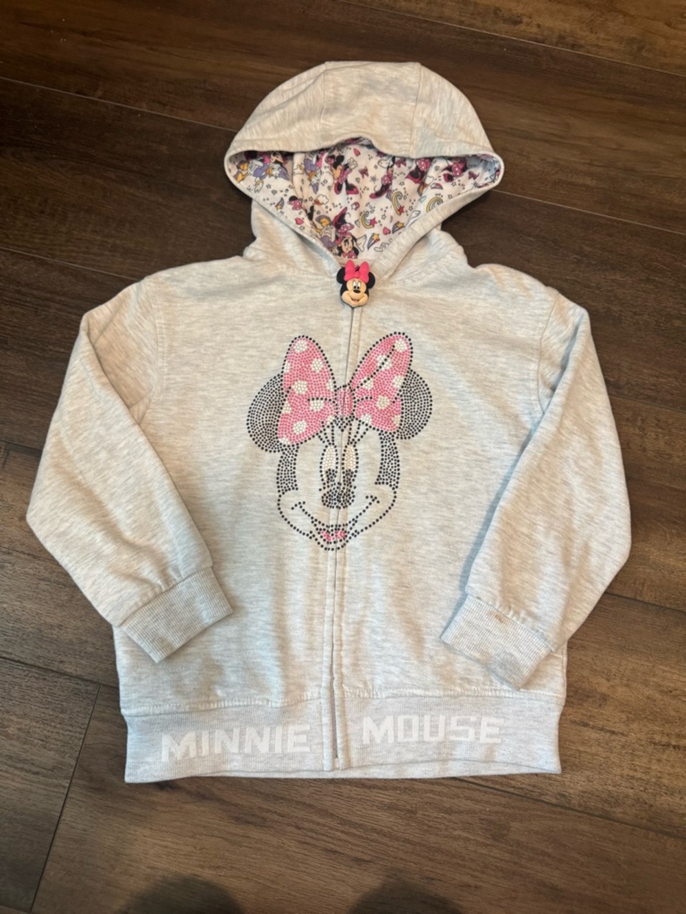 Girls Minnie Mouse hoodie size 7 with Minnie zipper